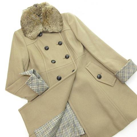 バーバリーブルーレーベル BURBERRY BLUE LABEL ラビットファー付き 