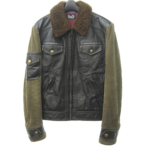 D&G レザー スウェットジャケット 36/50