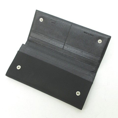 美品 PRADA プラダ ナイロン レザー 二つ折り財布 ブラック 三角プレート PRADA プラダ 三角プレート テスートナイロン 二つ折り財布 ブラック