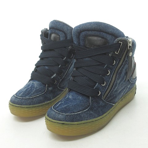 ディーゼル DIESEL スニーカー インヒール ハイカット デニム生地  