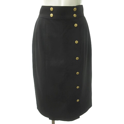 シャネル CHANEL ヴィンテージ 金釦 ダブルボタン スカート タイト  