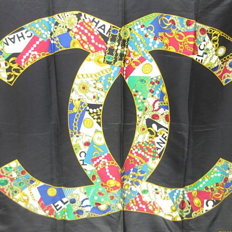 シャネル CHANEL ココマーク ジュエリー柄 スカーフ シルク イタリア製 