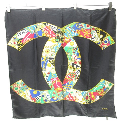 シャネル CHANEL ココマーク ジュエリー柄 スカーフ シルク イタリア製 