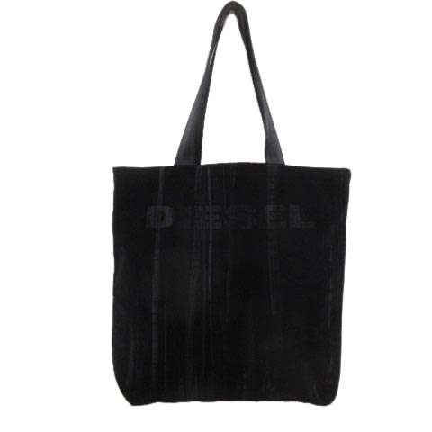 ディーゼル DIESEL ベロアトートバッグ 鞄 黒 ブラック ロゴ RRR X 