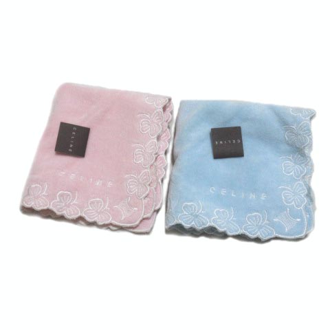 未使用品 セリーヌ CELINE ハンカチ タグ付き 2点 タオルハンカチ 刺繍  