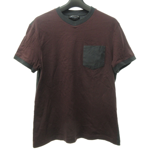 PRADA プラダ　グレー Vネック 長袖カットソー　トライアングルロゴ プラダ PRADA トライアングル リンガー Tシャツ カットソー V