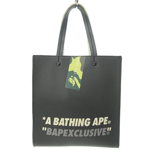 アベイシングエイプ A BATHING APE ロゴ プリント ハンドバッグ 