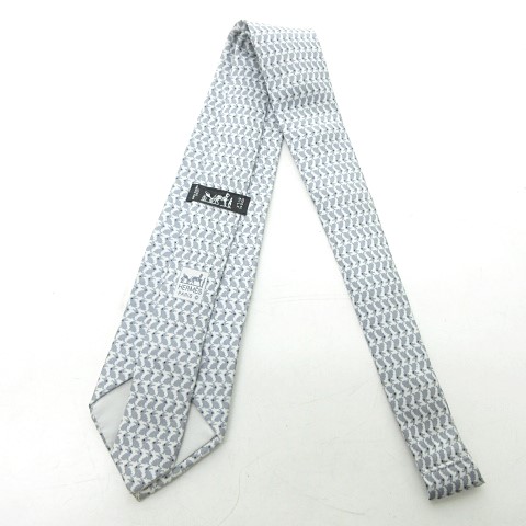エルメス HERMES ネクタイ レギュラータイ うさぎ柄 総柄 ウサギ 兎