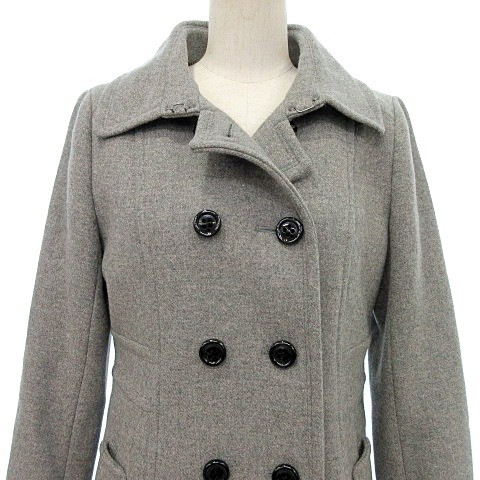 美品 Burberryウール ダブルブレスト コート グレー Burberryウール ダブルブレスト コート グレー