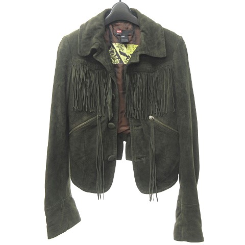 ディーゼル DIESEL 本革 フリンジ レザー ジャケット ブルゾン 