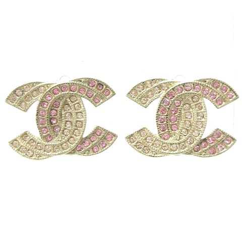 シャネル CHANEL 美品 A16 ココマーク イヤリング ラインストーン バイ 
