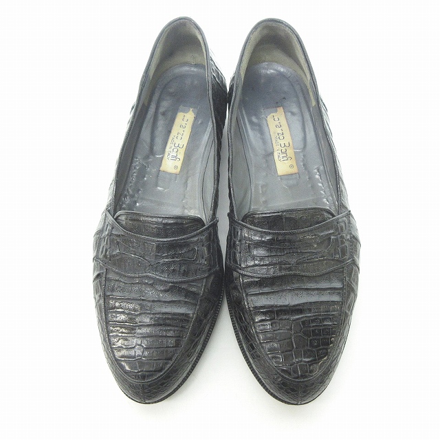 Lorenzo Banfi クロコダイル サンダル ローファー 紳士靴 黒 超美品Lorenzo Banfiメンズシューズ
