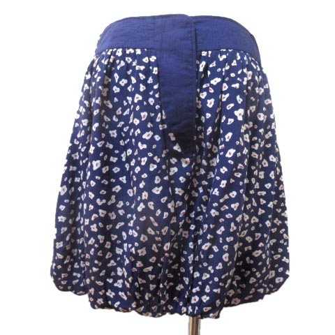 シーバイクロエ SEE BY CHLOE 総柄スカート ミニ バルーン シルク 紺