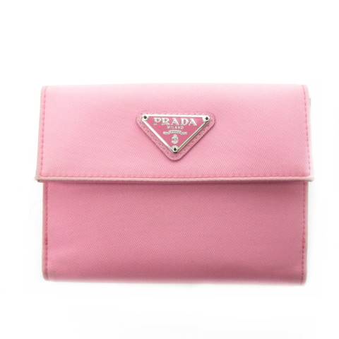 プラダ PRADA KP5027 二つ折り財布 ナイロン 三角プレート レザー 