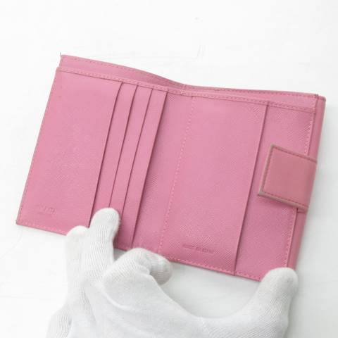 プラダ PRADA KP5027 二つ折り財布 ナイロン 三角プレート レザー 