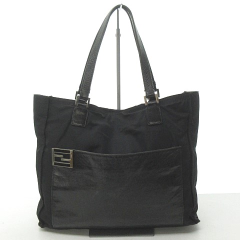 フェンディ FENDI トートバッグ ナイロン レザー イタリア製 鞄 黒 