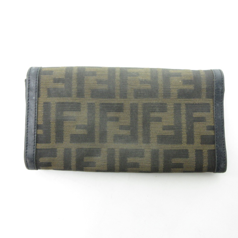 フェンディ FENDI 長財布 ズッカ柄 総柄 キャンバス×レザー 茶