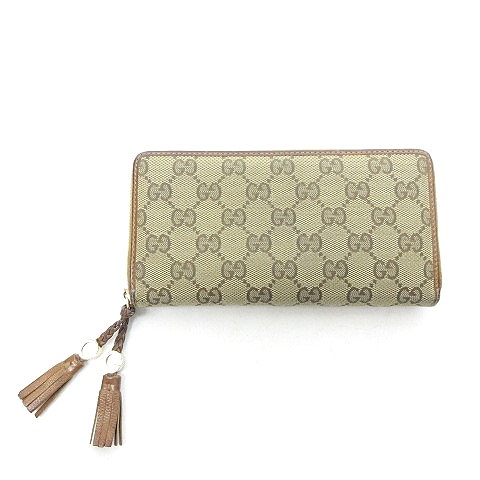 グッチ GUCCI GGキャンバス 長財布 タッセル ラウンドファスナー 総柄 
