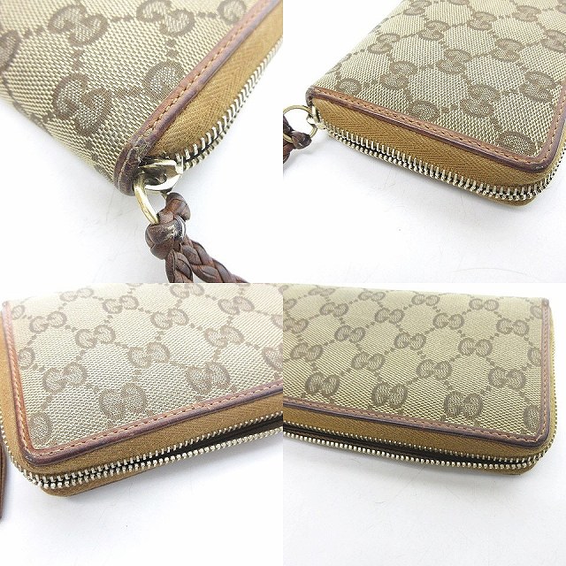 グッチ GUCCI GGキャンバス 長財布 タッセル ラウンドファスナー 総柄 