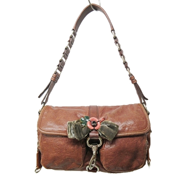 ミュウミュウ miumiu ショルダーバッグ フラワーモチーフ リボン 装飾  