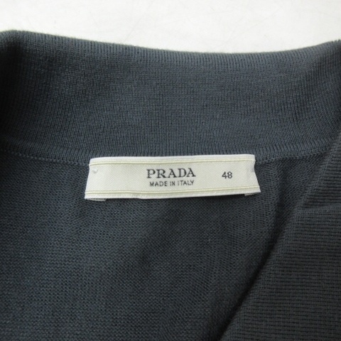 プラダ PRADA 美品 ニット ポロシャツ カットソー コットン 半袖 灰