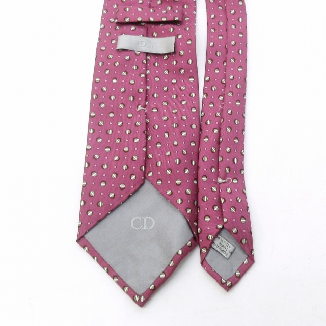 美品 ディオールオム ネクタイ シルク ドット 水玉 微光沢 バイ
