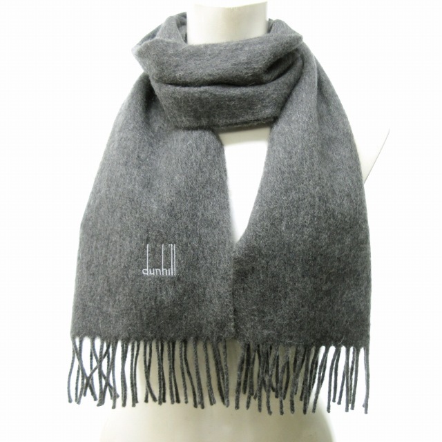 ダンヒル dunhill 美品 スコットランド製 カシミヤ100% マフラー ロゴ 
