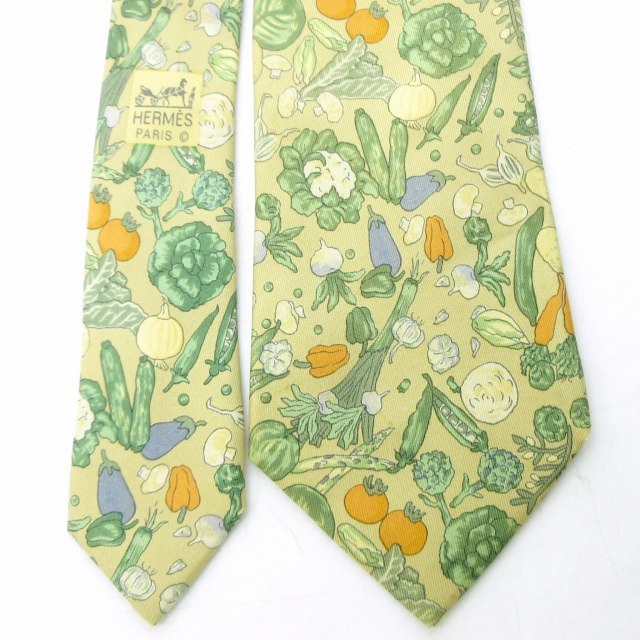 希少デザインHERMES エルメス 野菜柄 シルクネクタイ エルメス（HERMES