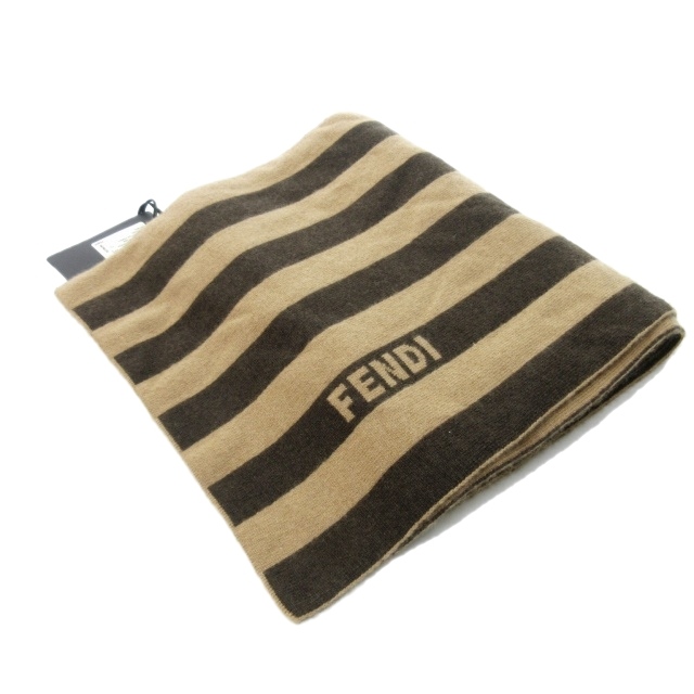 未使用品 フェンディ FENDI タグ付 ペカン カシミヤ マフラー ロゴ 