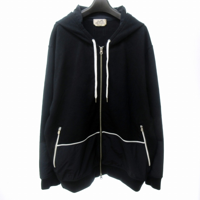 エルメス HERMES 大きいサイズ パーカー スウェット コットン 切替  