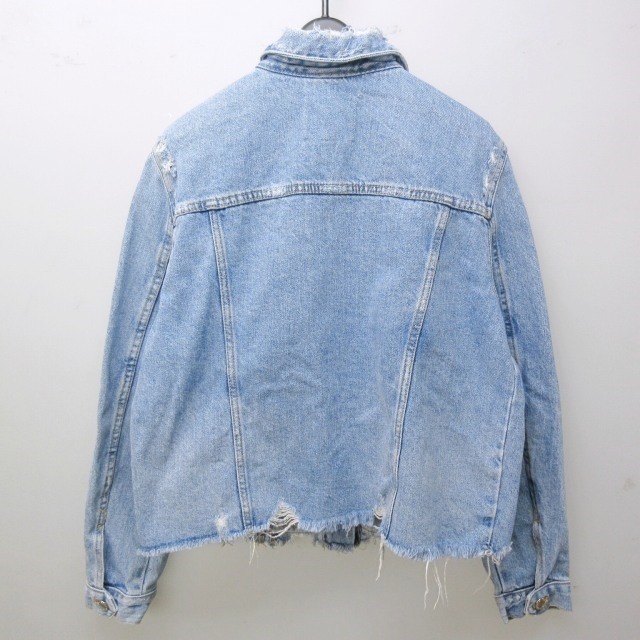 ZARA trf@クラッシュ加工 Gジャンクラッシュ ZARA ザラ デニムジャケット クラッシュ加工 パッチワーク