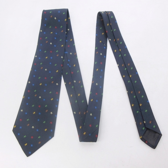✨未使用タグ付✨エルメス　星型の人物　総柄　ブルー　ネクタイ HERMES ブルー シルク ネクタイ 箱付き 箱付】エルメス HERMES