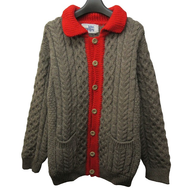 john molloy ジョンモロイ ウール ケーブルニット カーディガン ライン  