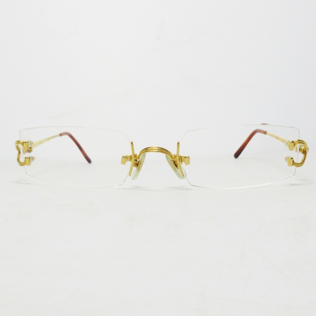 カルティエ Cartier ツーポイント メガネ 度入り リムレス フランス製 