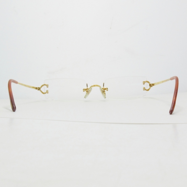 Cartier メガネフレームのみ リムレス ダブルポイント20-135 