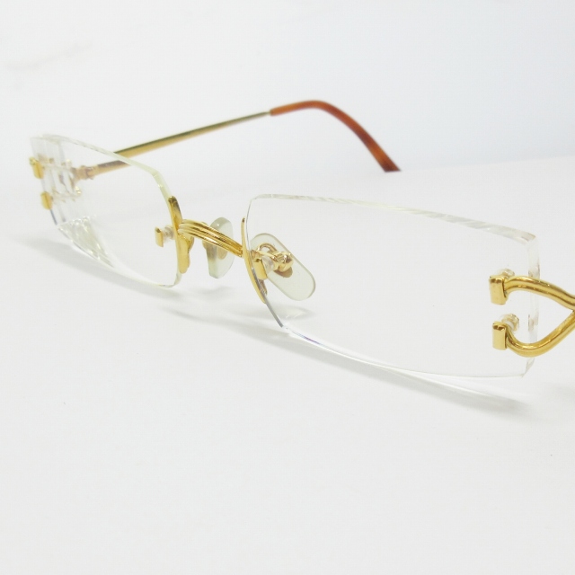 カルティエ Cartier ツーポイント メガネ 度入り リムレス フランス製 