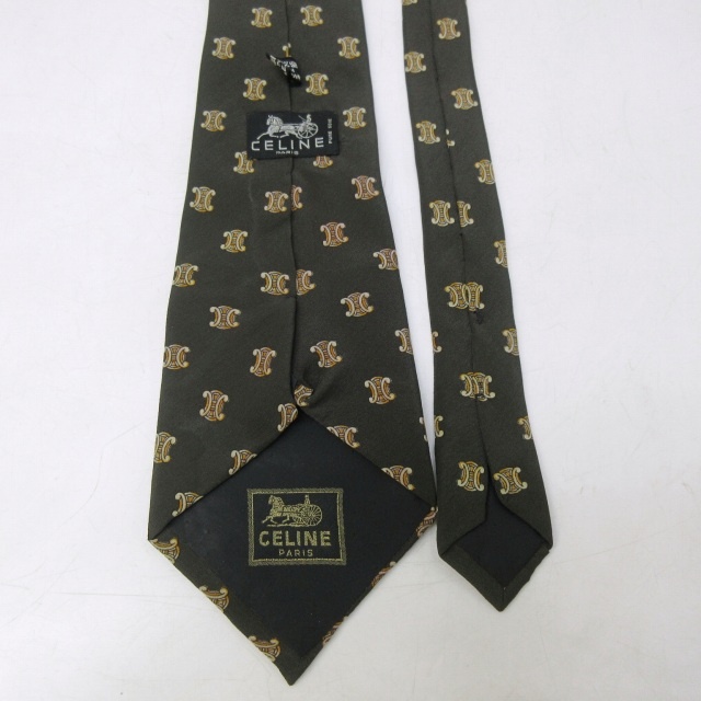 セリーヌ CELINE マカダム柄 ネクタイ シルク ビジネス 総柄 茶