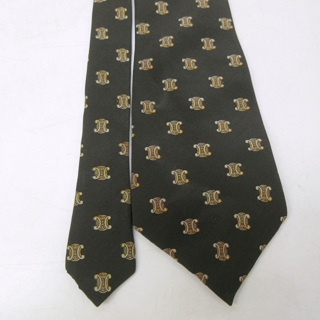 セリーヌ CELINE マカダム柄 ネクタイ シルク ビジネス 総柄 茶