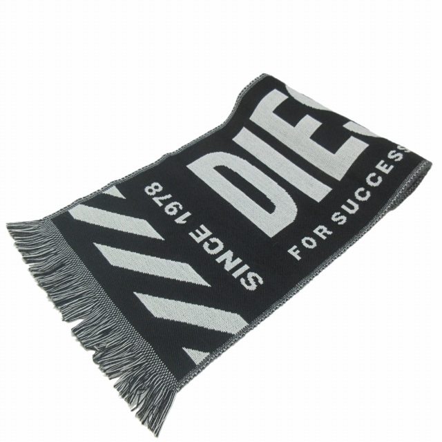 ディーゼル DIESEL 美品 S-Bisc マフラー ロゴ 総柄 フリンジ ウール 
