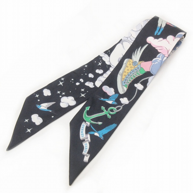 エルメス　ツイリー　私の雲　ネイビー 中古】 エルメス ツイリー スカーフ ネイビー 私の雲 レディース