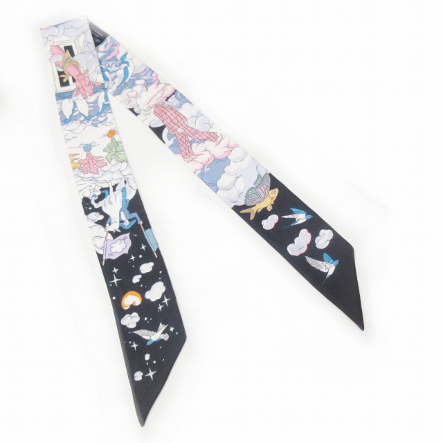 エルメス　ツイリー　私の雲　ネイビー 中古】 エルメス ツイリー スカーフ ネイビー 私の雲 レディース