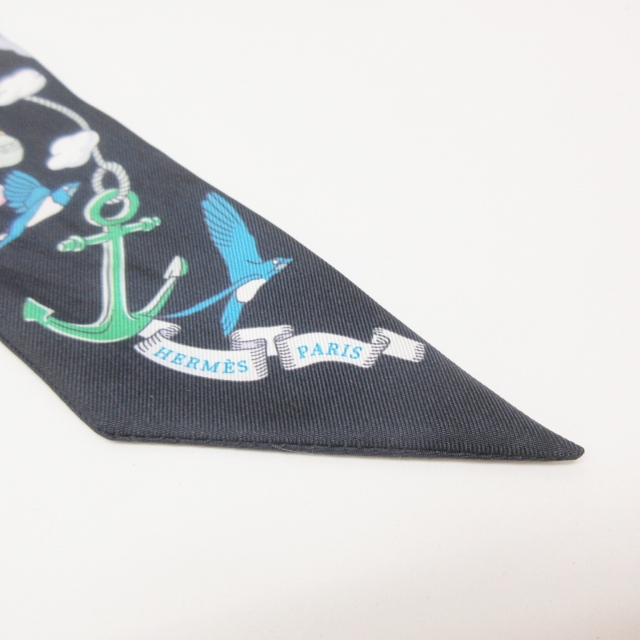 エルメス　ツイリー　私の雲　ネイビー エルメス ツイリー 私の雲 スカーフ シルク ネイビー