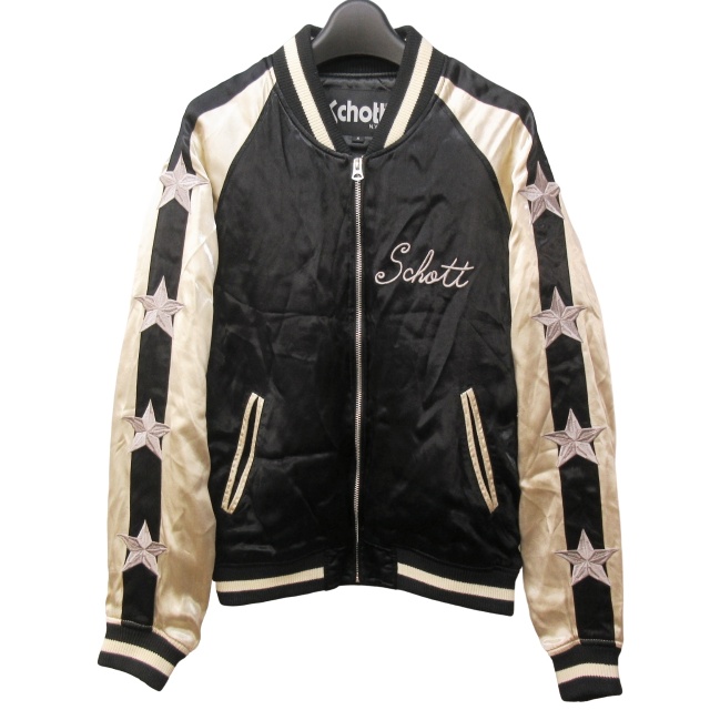 schott ショット フルデコ スタジャン ワッペン ブラック 牛革 