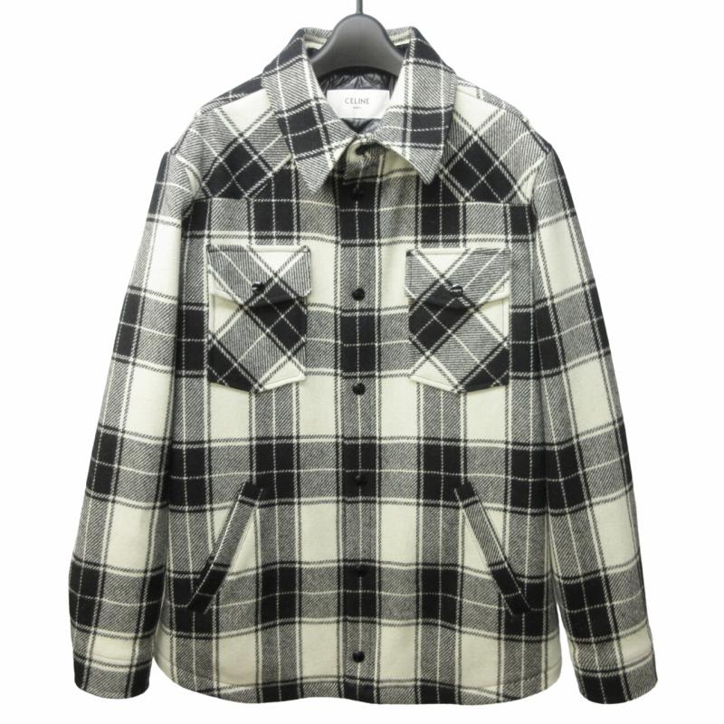 CELINE(セリーヌ) ブルゾン フード付きチェックフランネルシャツ44
