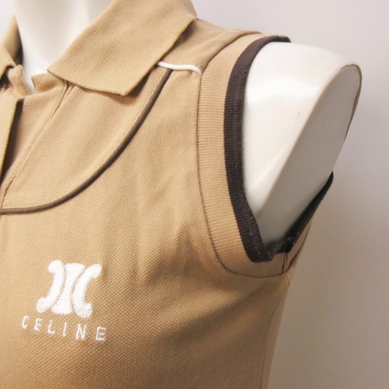 セリーヌ CELINE ポロシャツ ノースリーブ ロゴ ワンポイント 刺繍 
