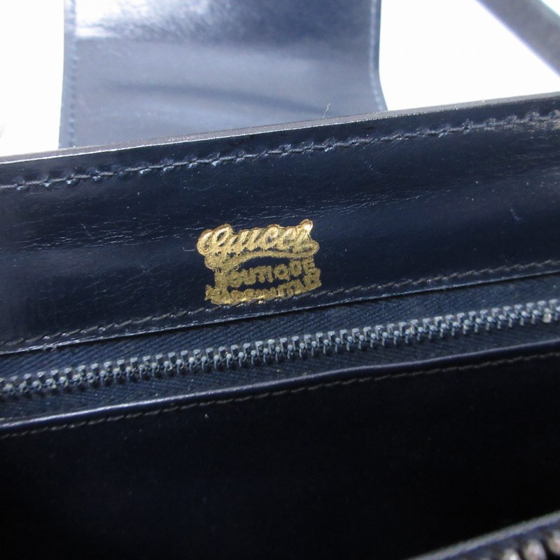 GUCCI オールドグッチ ネイビー スクエア ショルダーバッグ