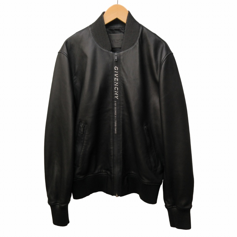 ジバンシィ GIVENCHY 近年 ボンバージャケット ラムレザー ロゴ 