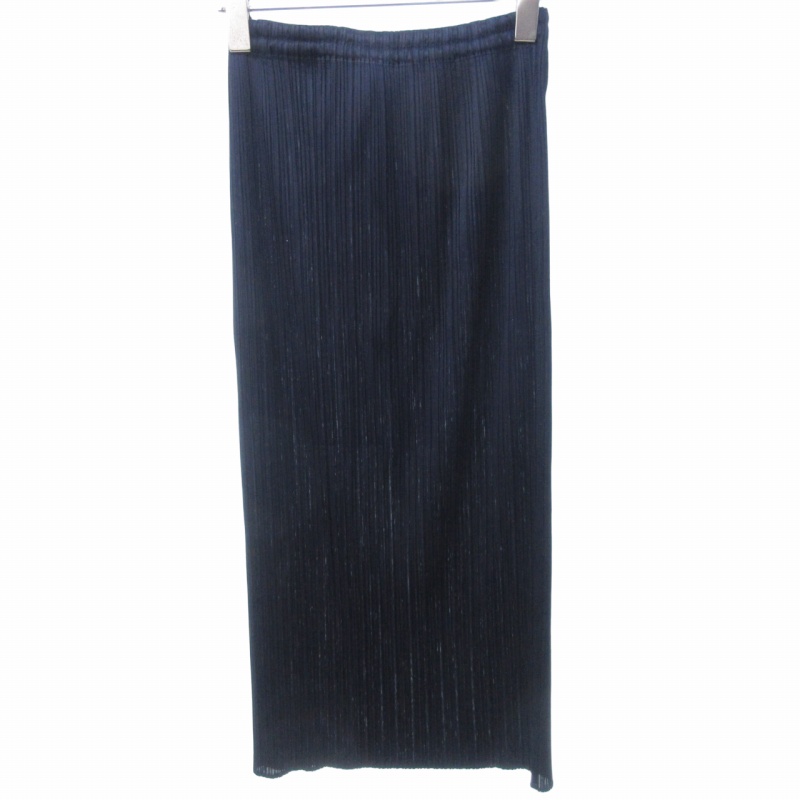 PLEATS PLEASE ロングスカート濃紺 イッセイ ミヤケ