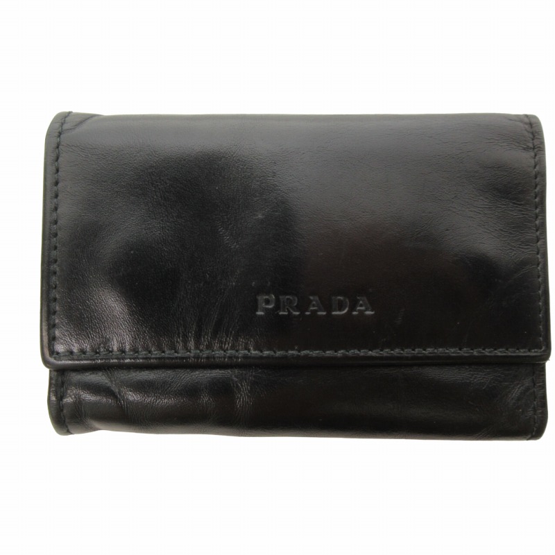 PRADA 黒 レザー キーケース うく Made in Italy