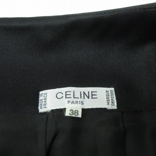 セリーヌ CELINE 美品 ヴィンテージ リボン スカート ウール ひざ丈 黒  